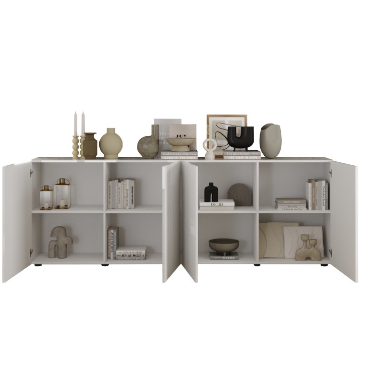 Buffet Rio blanc - 4 portes - 241 x 42 x 84 cm