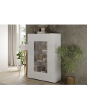 Vitrine Rio blanc 2 portes en verre - 121 x 166 x 42 cm