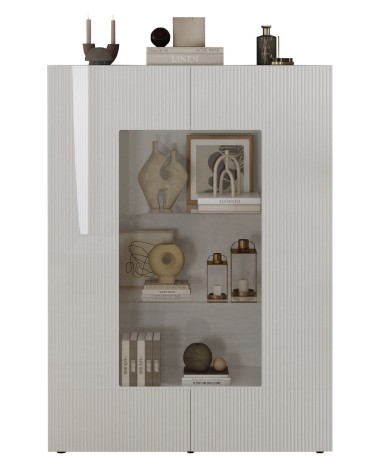 Vitrine Rio blanc 2 portes en verre - 121 x 166 x 42 cm