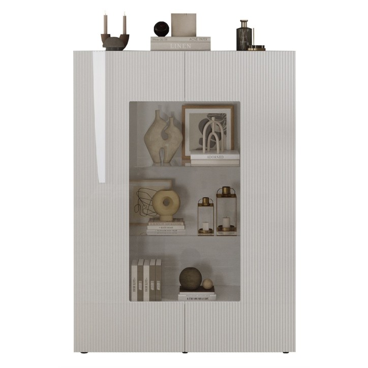 Vitrine Rio blanc 2 portes en verre - 121 x 166 x 42 cm