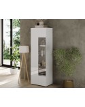 Vitrine Rio blanc 1 porte en verre - 59,7 x 42 x 186,4 cm