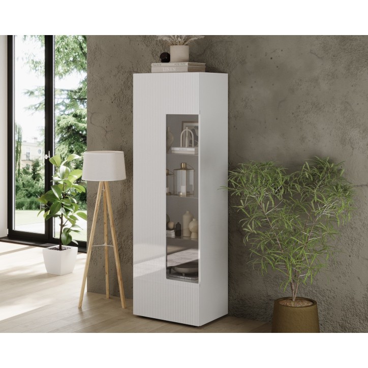 Vitrine Rio blanc 1 porte en verre - 59,7 x 42 x 186,4 cm
