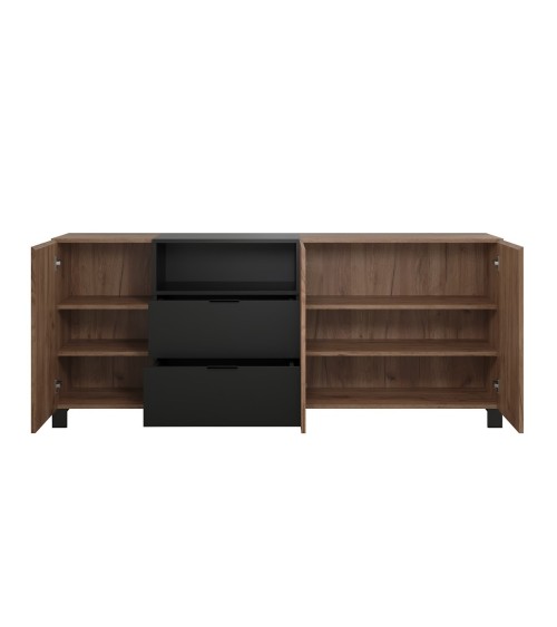 Salon complet KYOTO : table basse, meuble TV, vitrine, commode haute, (buffet)