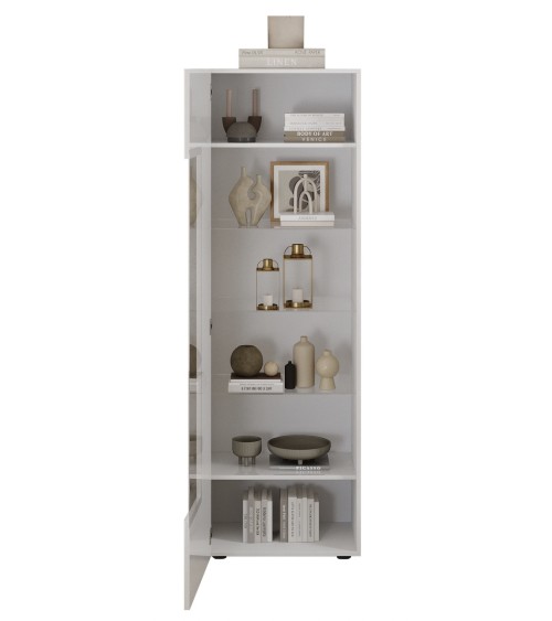 Vitrine Rio blanc 1 porte en verre - 59,7 x 42 x 186,4 cm