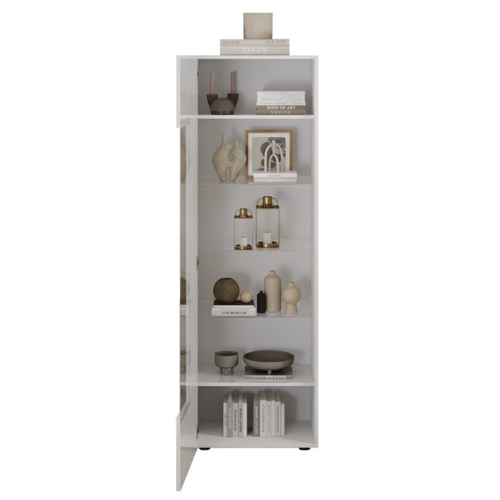 Vitrine Rio blanc 1 porte en verre - 59,7 x 42 x 186,4 cm