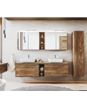 Ensemble de salle de bain Santa Fe Oak - 2 vasques, 1 colonne