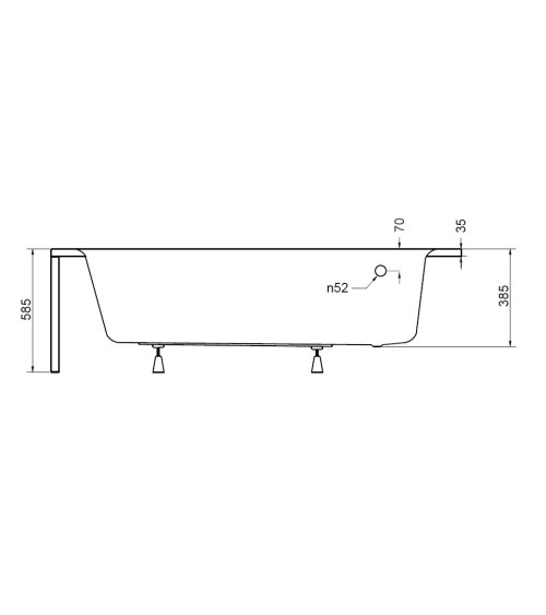 Baignoire d'angle ORIEGA 150 cm gauche avec tablier