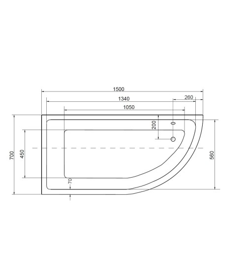 Baignoire d'angle ORIEGA 150 cm gauche avec tablier