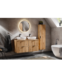 Ensemble de salle de bain Adel Oak - 2 vasques, 1 colonne