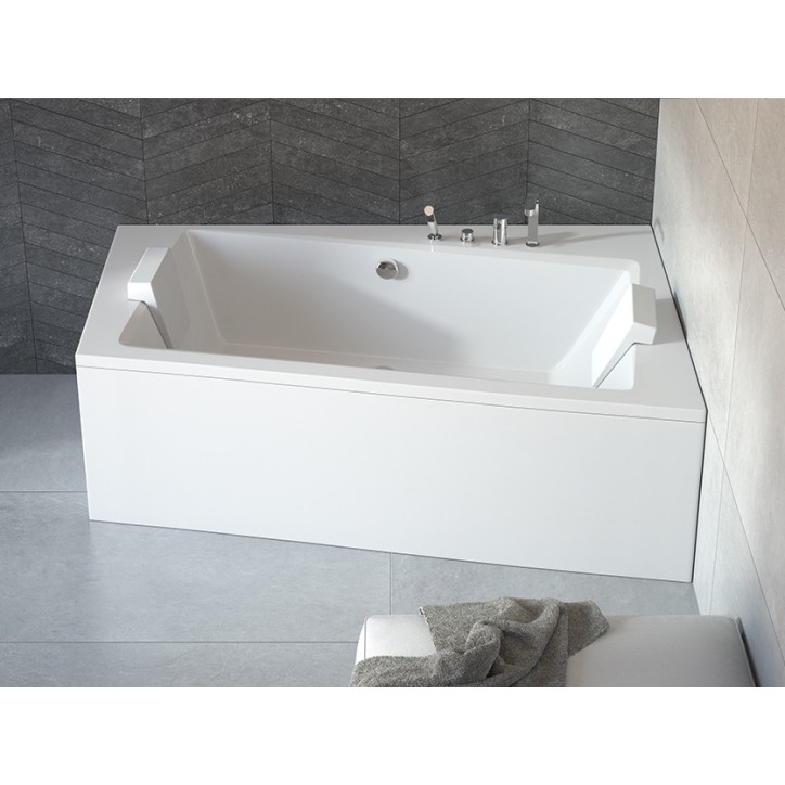 Baignoire angle droit ZIANIGI avec tablier
