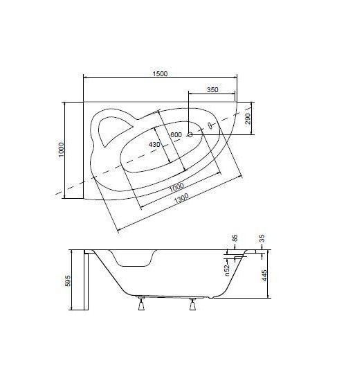 Baignoire d'angle NATALIA GAUCHE avec tablier