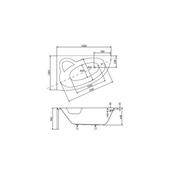 Baignoire d'angle NATALIA GAUCHE avec tablier