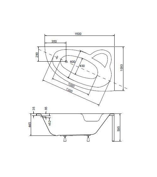 Baignoire d'angle NATALIA GAUCHE avec tablier