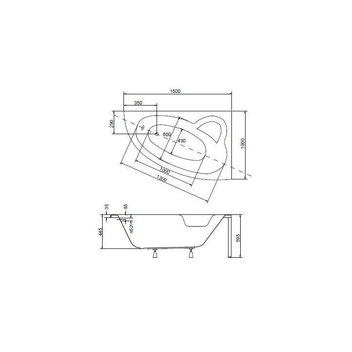 Baignoire d'angle NATALIA GAUCHE avec tablier