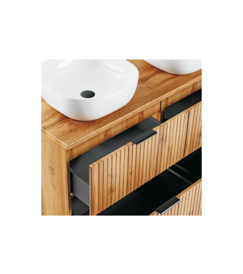 Ensemble de salle de bain Adel Oak - 2 vasques, 1 colonne
