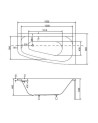 Baignoire d'angle LUNA 150 cm avec tablier