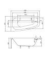 Baignoire d'angle LUNA 150 cm avec tablier