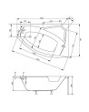 Baignoire d'angle droite RIMA 130/140/150/160/170 cm avec tablier