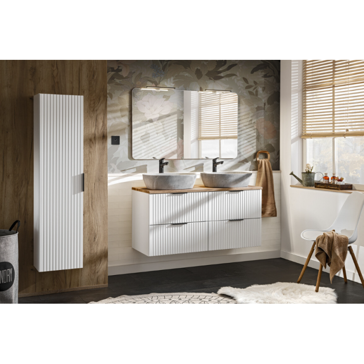 Ensemble de salle de bain Adel white - 2 vasques, 1 colonne