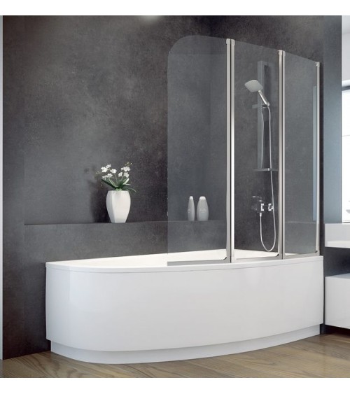 Baignoire d'angle Lordy 150 cm avec Pare baignoire angle droit