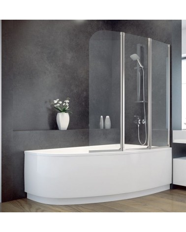 Baignoire d'angle Lordy 150 cm avec Pare baignoire angle droit
