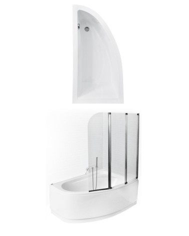Baignoire d'angle Lordy 150 cm avec Pare baignoire angle droit