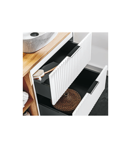 Ensemble de salle de bain Adel white - 2 vasques, 1 colonne