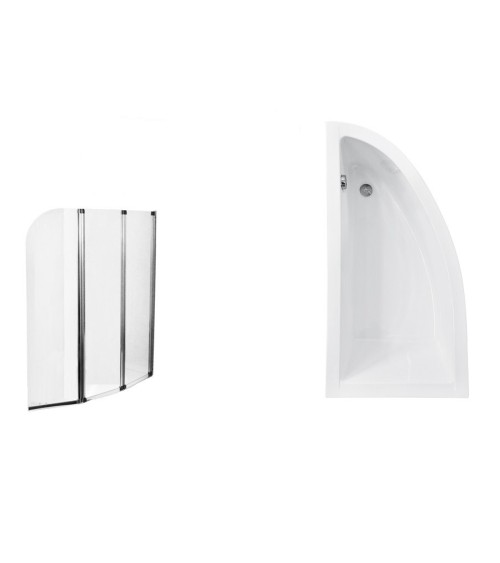 Baignoire d'angle Lordy 150 cm avec Pare baignoire angle droit