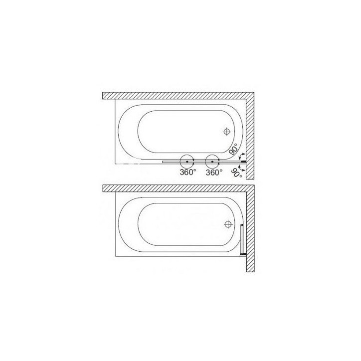 Baignoire d'angle Lordy 150 cm avec Pare baignoire angle droit