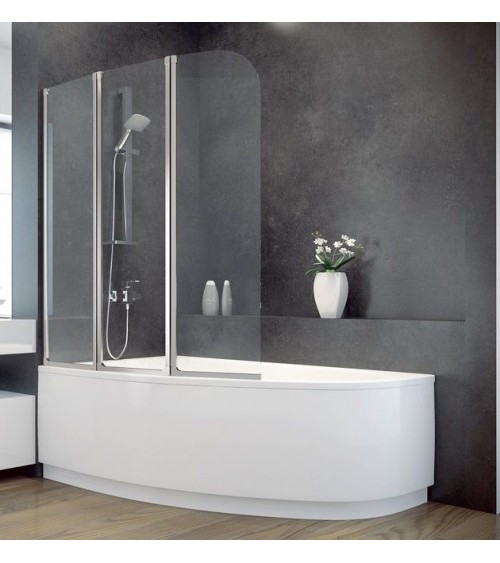 Baignoire d'angle Lordy 150 cm avec Pare baignoire angle gauche