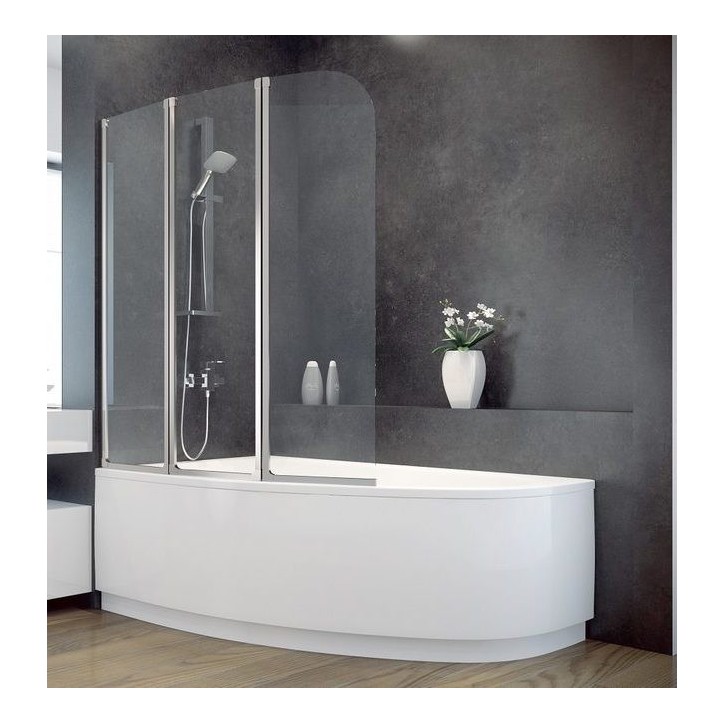 Baignoire d'angle Lordy 150 cm avec Pare baignoire angle gauche