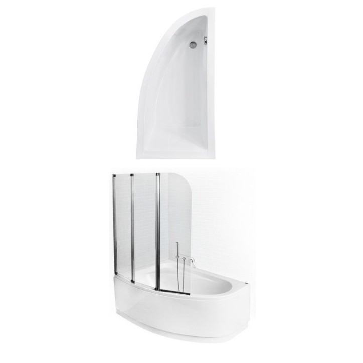 Baignoire d'angle Lordy 150 cm avec Pare baignoire angle gauche