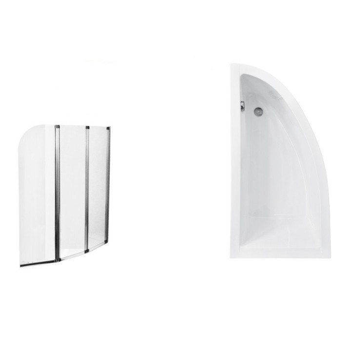 Baignoire d'angle Lordy 150 cm avec Pare baignoire angle gauche