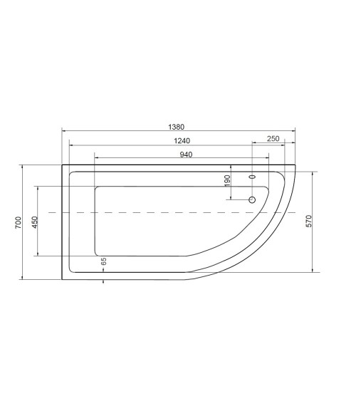 Baignoire d'angle ORIEGA 140 cm Gauche avec tablier