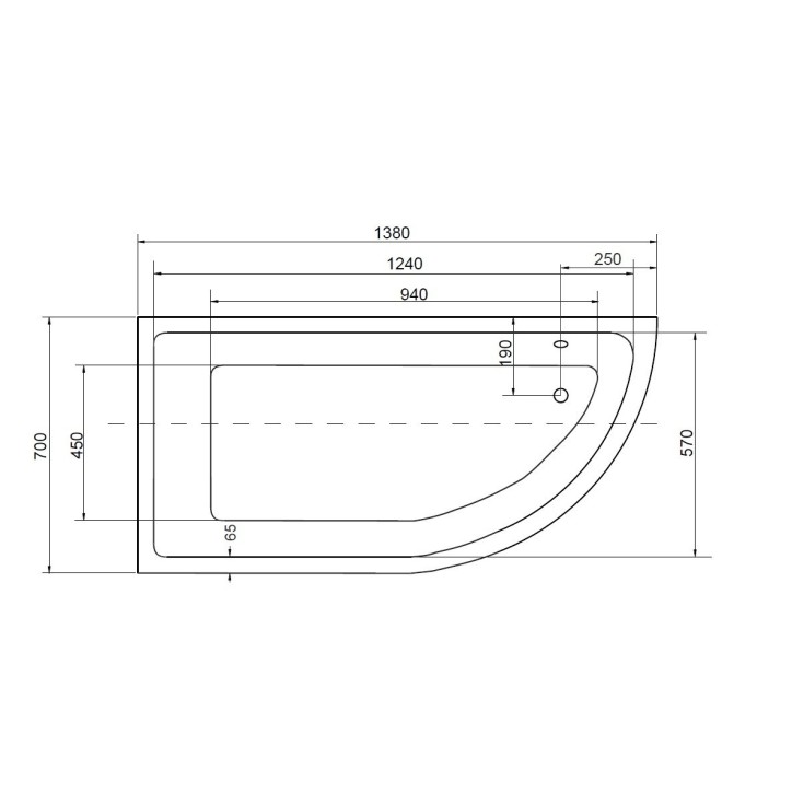 Baignoire d'angle ORIEGA 140 cm Gauche avec tablier