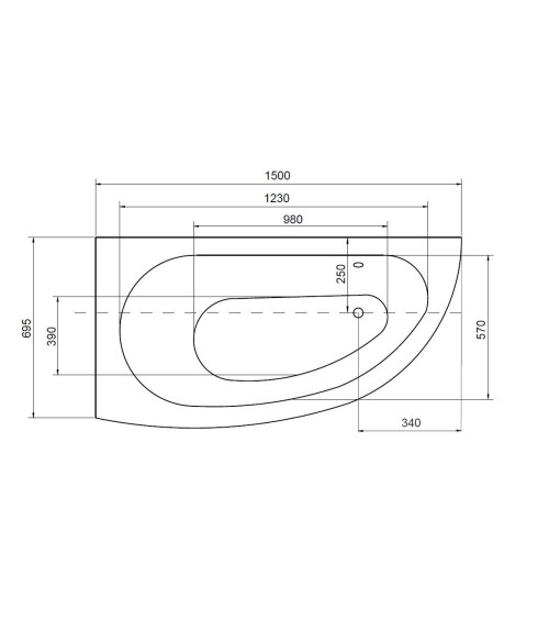 Baignoire d'angle MARINA angle GAUCHE avec tablier