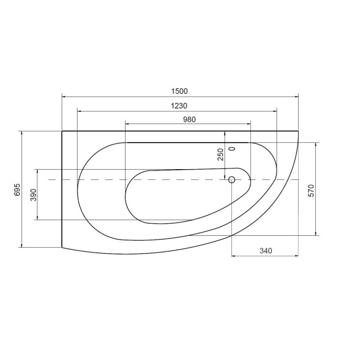 Baignoire d'angle MARINA angle GAUCHE avec tablier