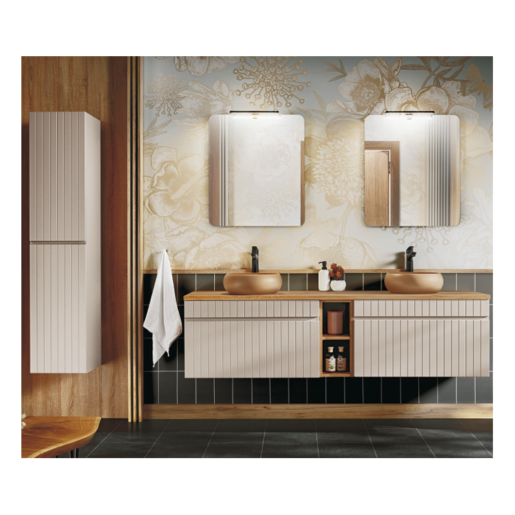 Ensemble de salle de bain Iconic Cashmere - 2 vasques, 1 colonne