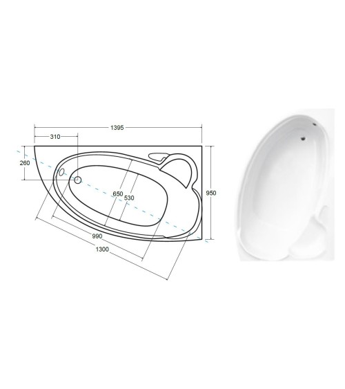 Baignoire d'angle NOVA 140/155/170cm Droite avec tablier