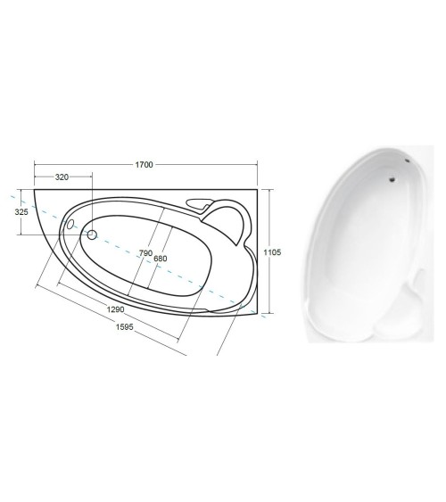 Baignoire d'angle NOVA 140/155/170cm Droite avec tablier