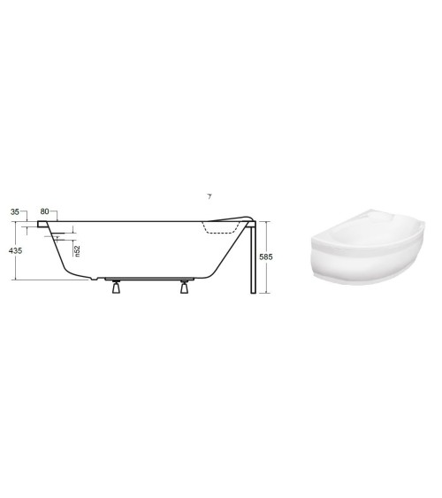 Baignoire d'angle NOVA 140/155/170cm Droite avec tablier