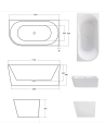 Baignoire ZOYA angle gauche 150x75 cm/170x80 cm