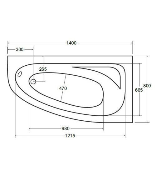 Baignoire d'angle CORNEA 140x80 cm droite avec tablier