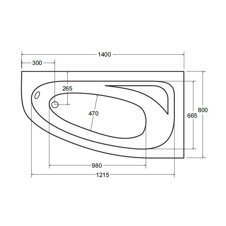 Baignoire d'angle CORNEA 140x80 cm droite avec tablier