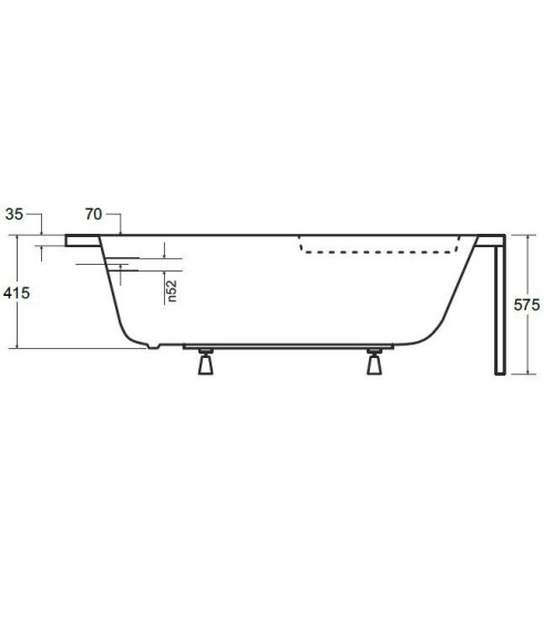 Baignoire d'angle CORNEA 140x80 cm droite avec tablier
