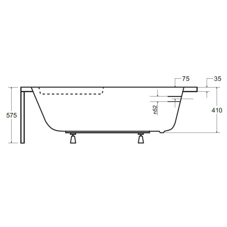 Baignoire d'angle CORNEA 140x80 cm gauche avec tablier