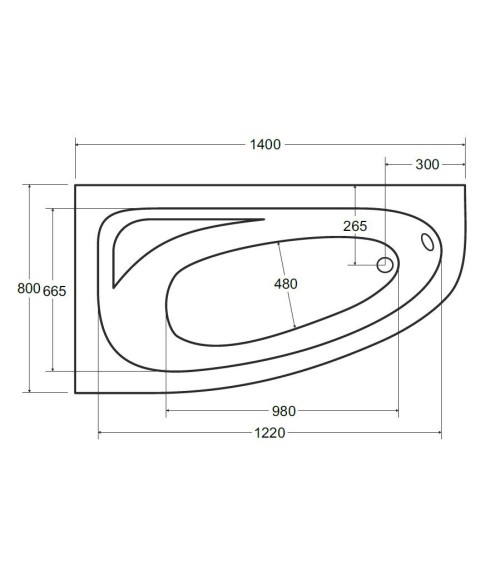 Baignoire d'angle CORNEA 140x80 cm gauche avec tablier