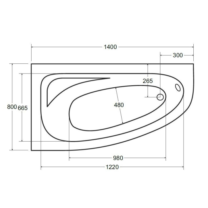 Baignoire d'angle CORNEA 140x80 cm gauche avec tablier