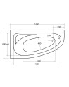 Baignoire d'angle CORNEA 140x80 cm gauche avec tablier