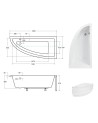 Baignoire d'angle ORIEGO II 150 cm droite sans tablier